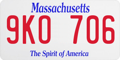 MA license plate 9KO706
