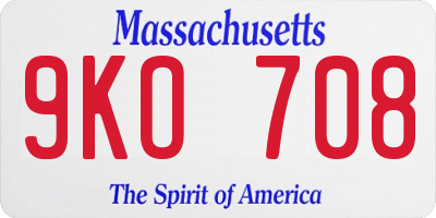 MA license plate 9KO708