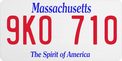MA license plate 9KO710