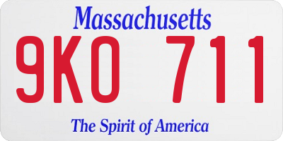 MA license plate 9KO711