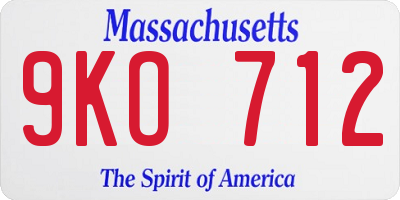 MA license plate 9KO712