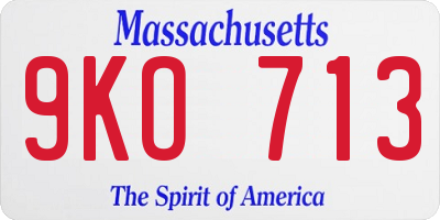 MA license plate 9KO713