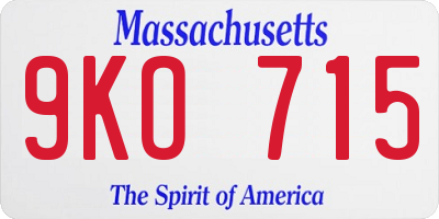 MA license plate 9KO715