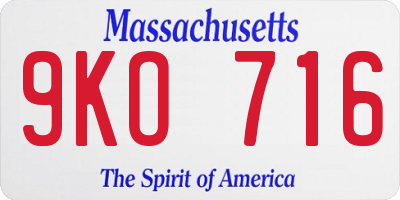 MA license plate 9KO716