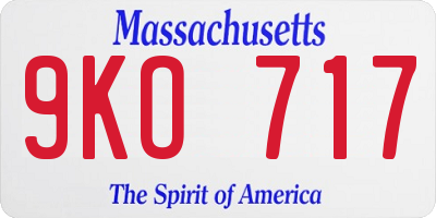 MA license plate 9KO717