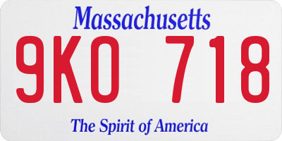 MA license plate 9KO718