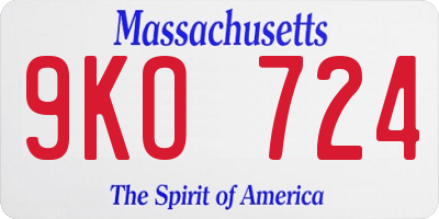 MA license plate 9KO724