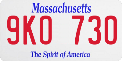 MA license plate 9KO730