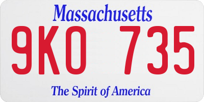 MA license plate 9KO735