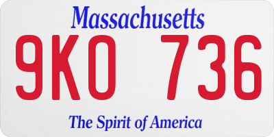 MA license plate 9KO736