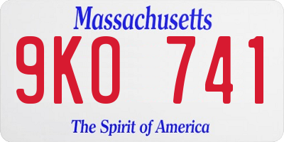 MA license plate 9KO741