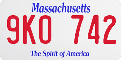 MA license plate 9KO742