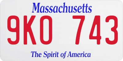MA license plate 9KO743