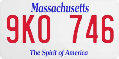MA license plate 9KO746
