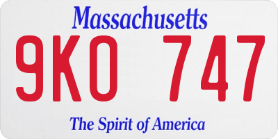 MA license plate 9KO747