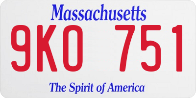 MA license plate 9KO751