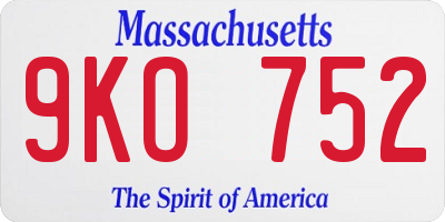 MA license plate 9KO752