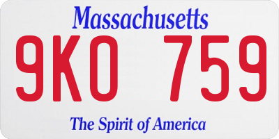 MA license plate 9KO759