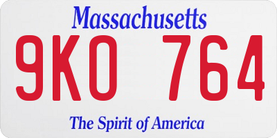 MA license plate 9KO764
