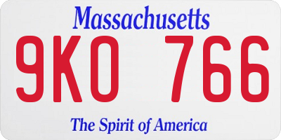 MA license plate 9KO766