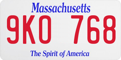MA license plate 9KO768