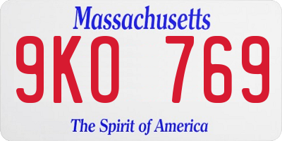 MA license plate 9KO769