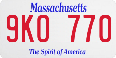 MA license plate 9KO770