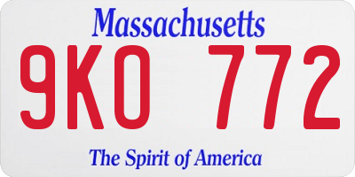 MA license plate 9KO772