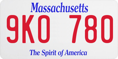 MA license plate 9KO780
