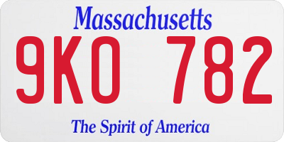 MA license plate 9KO782