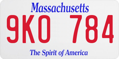 MA license plate 9KO784