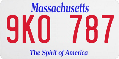 MA license plate 9KO787