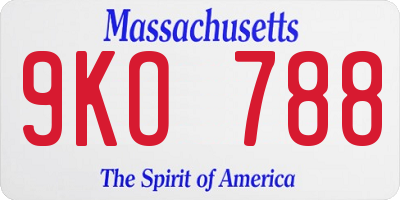 MA license plate 9KO788