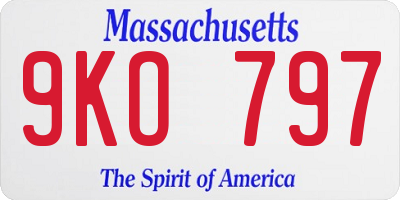 MA license plate 9KO797
