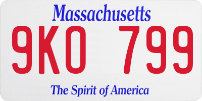 MA license plate 9KO799
