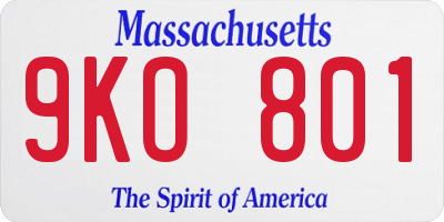MA license plate 9KO801