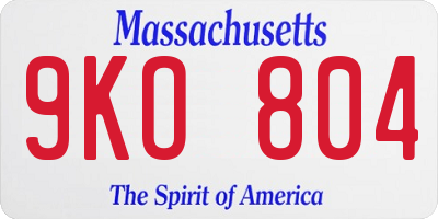 MA license plate 9KO804