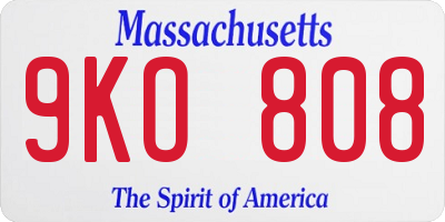 MA license plate 9KO808