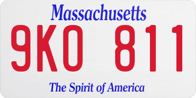MA license plate 9KO811