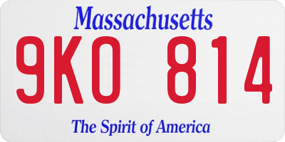 MA license plate 9KO814