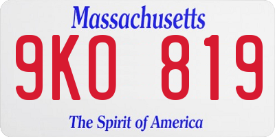 MA license plate 9KO819
