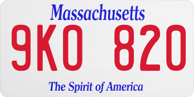 MA license plate 9KO820