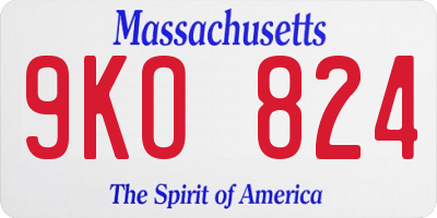 MA license plate 9KO824