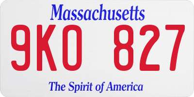 MA license plate 9KO827