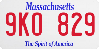 MA license plate 9KO829
