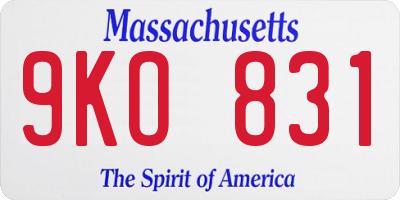MA license plate 9KO831
