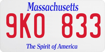 MA license plate 9KO833