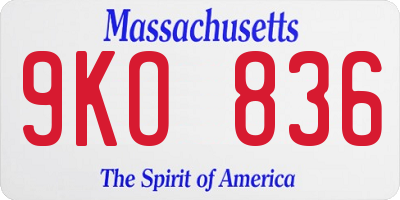 MA license plate 9KO836