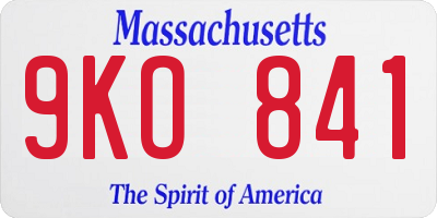 MA license plate 9KO841