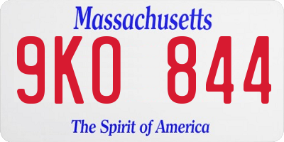 MA license plate 9KO844